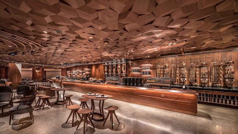 Starbucks Roastery in Shanghai - a bar counter stretching 27 metres